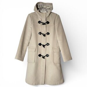 Burberry Brit Wool Toggle Duffle Coat Ivory Hooded Women’s 6
